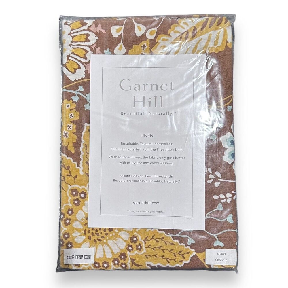 Garnet Hill Pillow Sham Victoria Relaxed Linen Bronze Multi Continental 26"